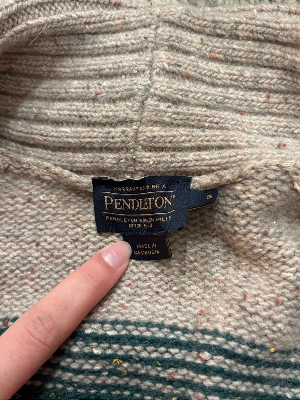 Pendleton Camp Stripe Lambswool Blend Wrap Cardigan - Picture 3 of 5